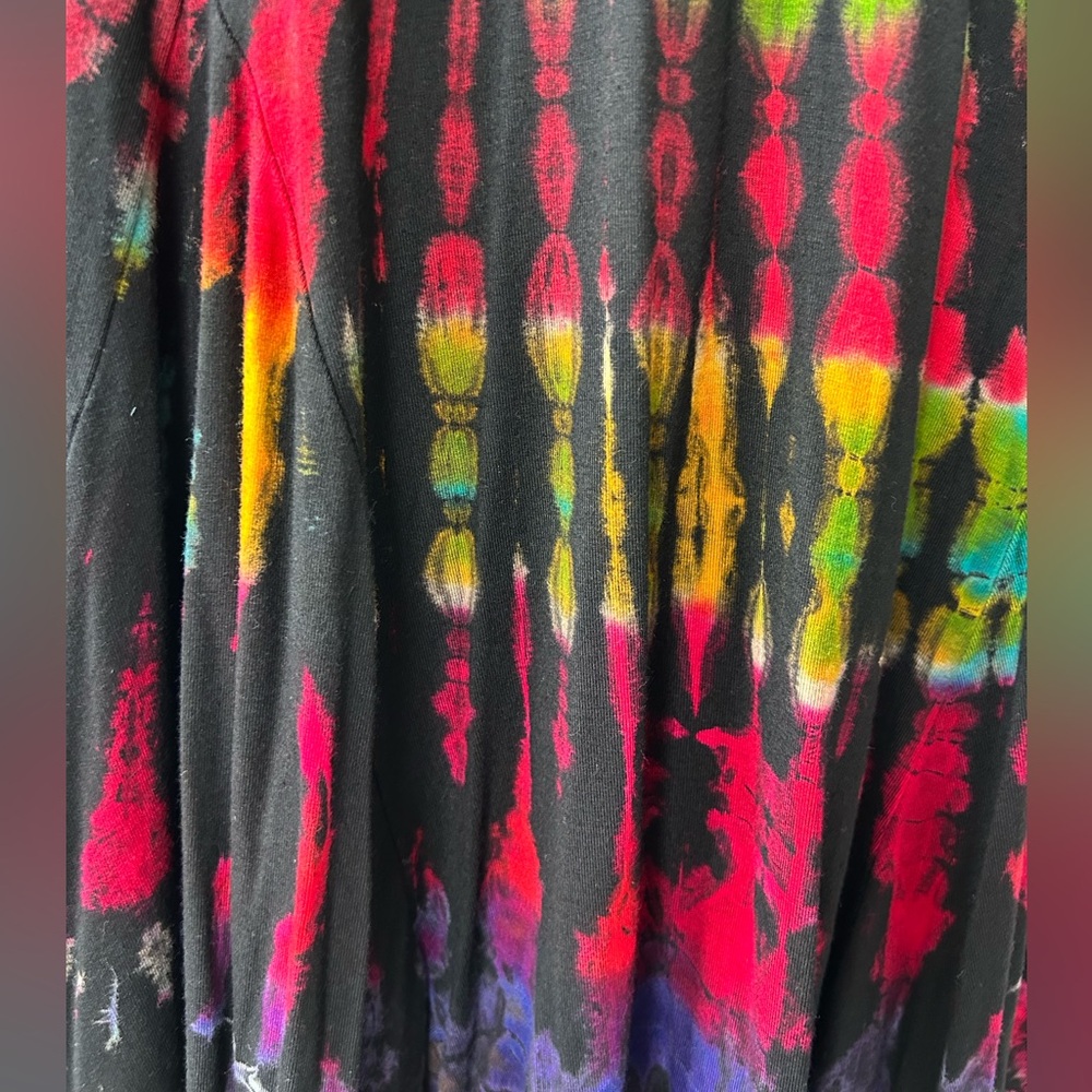 Boho Indy Artsy Flowy Kimono Cardigan Vibrant multicolor Tie Dye  XXL - Picture 4 of 13
